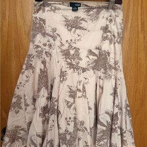 a.n.a Cream A-Line Midi Skirt with Brown Floral Print